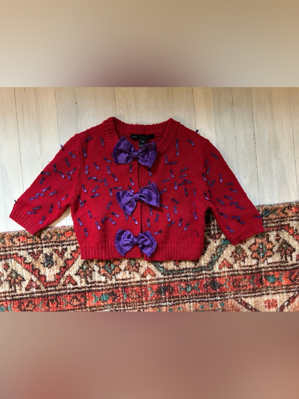 Marc by Marc Jacobs 2008ish era Red Knit Bow Cardigan Jacket